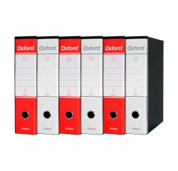 Registratore Protocollo dorso 8 cm Oxford Esselte in cartone 2 anelli A4 tre rossi e tre bianchi 6 pezzi