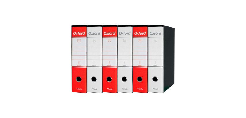 Registratore Protocollo dorso 8 cm Oxford Esselte in cartone 2 anelli A4 tre rossi e tre bianchi 6 pezzi
