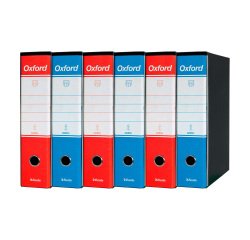 Registratore Protocollo dorso 8 cm Oxford Esselte in cartone 2 anelli A4 tre rossi e tre blu 6 pezzi
