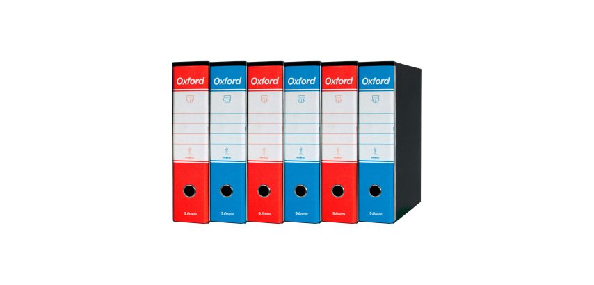 Registratore Protocollo dorso 8 cm Oxford Esselte in cartone 2 anelli A4 tre rossi e tre blu 6 pezzi