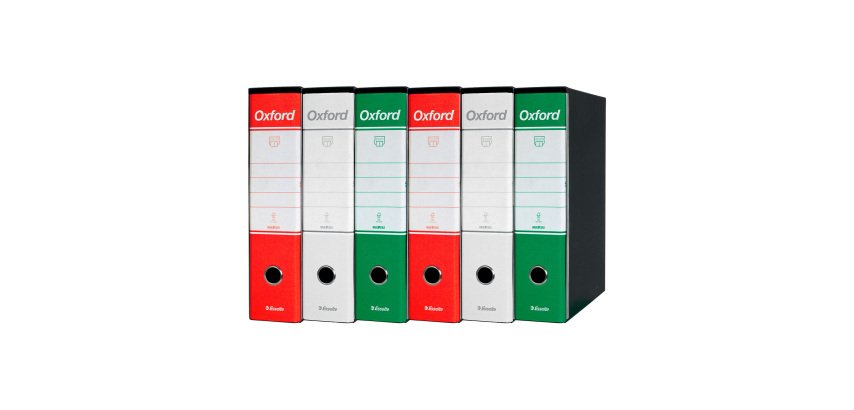 Registratore Protocollo dorso 8 cm Oxford Esselte in cartone 2 anelli A4 due rossi due bianchi e due verdi 6 pezzi