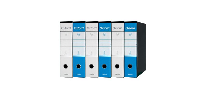 Registratore Protocollo dorso 8 cm Oxford Esselte in cartone 2 anelli A4 tre bianchi e tre azzurri 6 pezzi