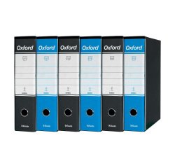 Registratore Protocollo dorso 8 cm Oxford Esselte in cartone 2 anelli A4 tre neri e tre azzurri 6 pezzi