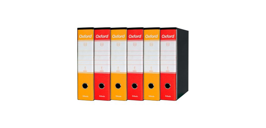 Registratore Protocollo dorso 8 cm Oxford Esselte in cartone 2 anelli A4 tre gialli e tre rossi 6 pezzi