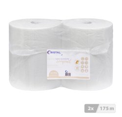 Bobine essuyage industriel sans mandrin Compact blanche - Longueur 175 m