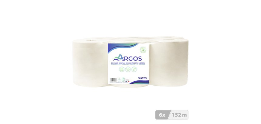bobine d'essuyage à dévidage central EcoCompact Argos 800 formats - Colis de 6
