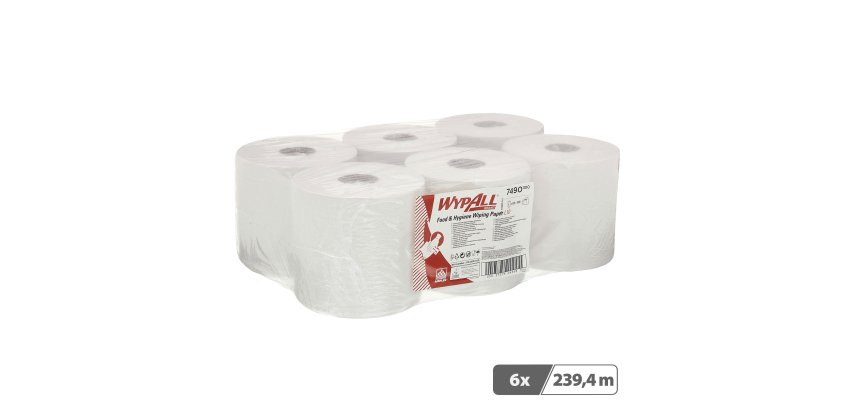Bobine WypAll essuyage industriel L10 7490 blanche - Colis de 6
