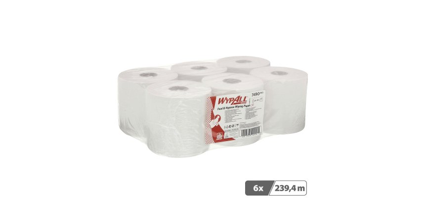 Bobine WypAll essuyage industriel L10 7490 blanche - Colis de 6