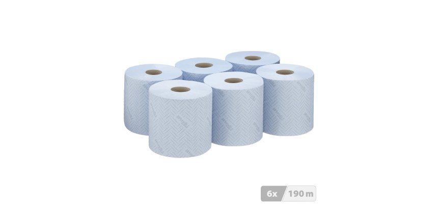 Bobine Wypall essuyage industriel L10 7407 190 m bleue - Colis de 6