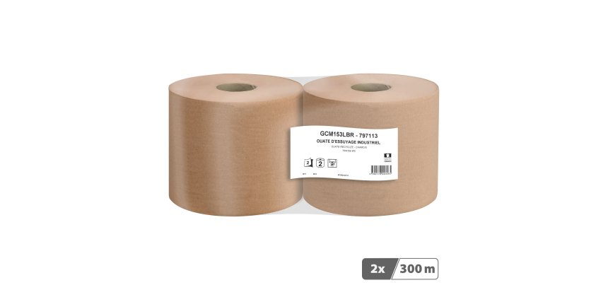 Bobine d'essuyage industriel chamois - 1000 formats - Lot de 2
