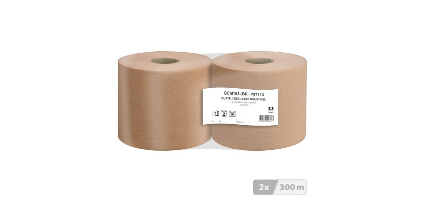 Bobine d'essuyage industriel chamois - 1000 formats - Lot de 2