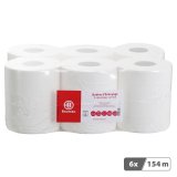 Maxi bobine d'essuyage à dévidage central Bruneau blanche - Colis de 6