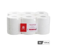 Maxi bobine d'essuyage à dévidage central Bruneau blanche - Colis de 6