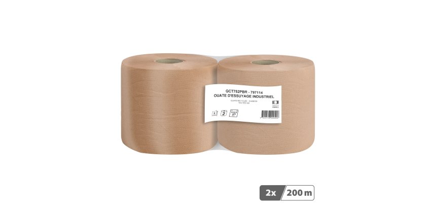 Bobine d'essuyage industrielle chamois - 800 formats - Lot de 2