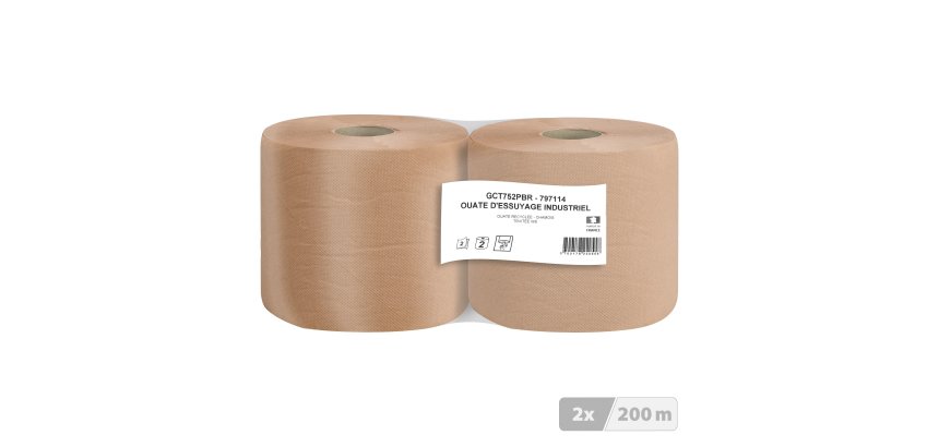 Bobine d'essuyage industrielle chamois - 800 formats - Lot de 2
