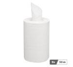 Bobine d'essuyage à dévidage central écologique mini blanche - carton de 9