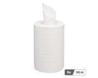 Bobine d'essuyage à dévidage central écologique mini blanche - carton de 9