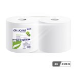 Weiße Industriewischerrolle mit zentraler Abwicklung - Länge 300 m - Pack von 2