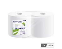 Bobine essuyage industriel blanche à dévidage central Lucart Eco 1000S - Lot de 2