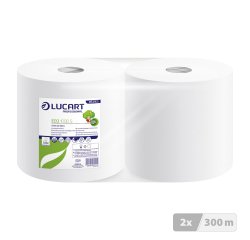 Bobine essuyage industriel blanche à dévidage central Lucart Eco 1000S - Lot de 2