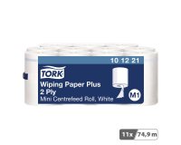 Mini bobine d'essuyage à dévidage central Tork M1 Advanced Plus blanche - Carton de 11