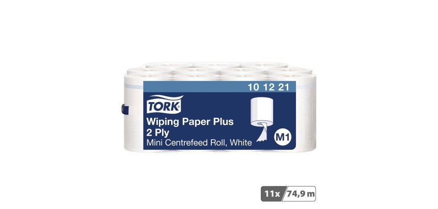 Mini bobine d'essuyage à dévidage central Tork M1 Advanced Plus blanche - Carton de 11