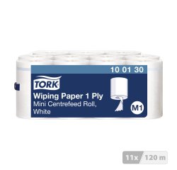Bobine d'essuyage à dévidage central Tork M1 Advanced 415 Mini blanche - Colis de 11
