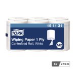 Bobine d'essuyage à dévidage central Tork M2 Wiper 415 Maxi blanche - carton de 6