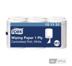 Bobine d'essuyage à dévidage central Tork M2 Wiper 415 Maxi blanche - carton de 6
