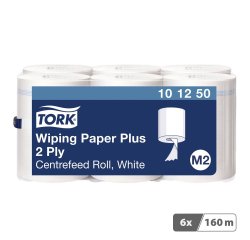 Bobine d'essuyage à dévidage central Tork M2 Wiper Maxi blanche - Carton de 6