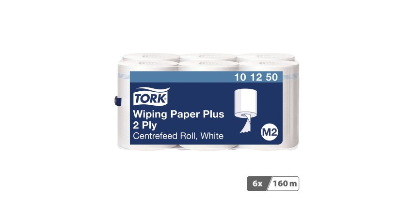 Bobine d'essuyage à dévidage central Tork M2 Wiper Maxi blanche - Carton de 6