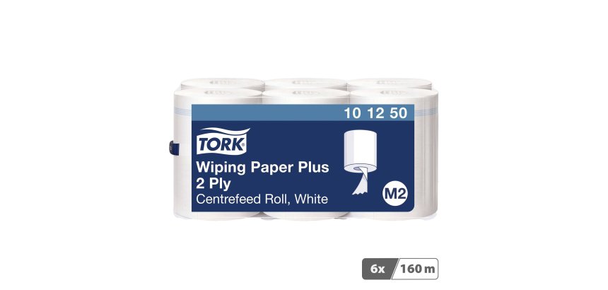 Bobine d'essuyage à dévidage central Tork M2 Wiper Maxi blanche - Carton de 6