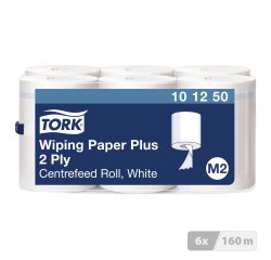 Bobine d'essuyage à dévidage central Tork M2 Wiper Maxi blanche - Carton de 6