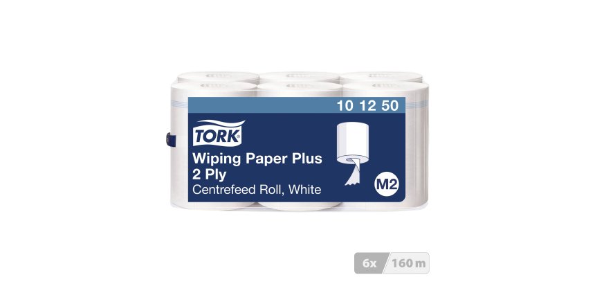 Bobine d'essuyage à dévidage central Tork M2 Wiper Maxi blanche - Carton de 6