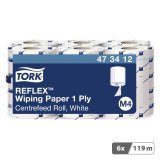 Bobine d'essuyage à dévidage central Tork M4 Reflex Maxi blanche - Carton de 6