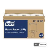 Bobine d'essuyage à dévidage central Tork M2 Wiper 320 blanche - Carton de 6