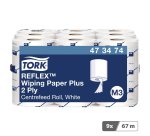 Tork Reflex™ Papier d'Essuyage Plus blanc M3, multi-usages 200 feuilles - Colis de 9