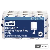 Tork Reflex™ Papier d'Essuyage Plus blanc M3, multi-usages 200 feuilles - Colis de 9