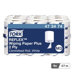 Tork Reflex™ Papier d'Essuyage Plus blanc M3, multi-usages 200 feuilles - Colis de 9