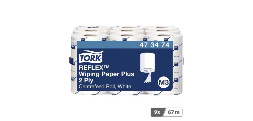 Tork Reflex™ Papier d'Essuyage Plus blanc M3, multi-usages 200 feuilles - Colis de 9
