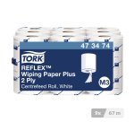 Tork Reflex™ Papier d'Essuyage Plus blanc M3, multi-usages 200 feuilles - Colis de 9