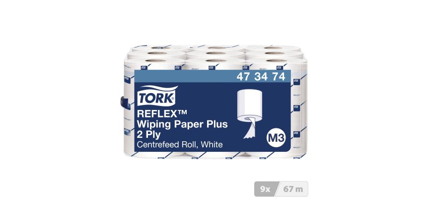 Tork Reflex™ Papier d'Essuyage Plus blanc M3, multi-usages 200 feuilles - Colis de 9