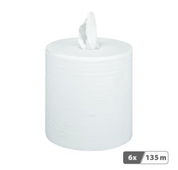 Bobine d’essuyage à dévidage central maxi blanche - Colis de 6