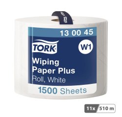 Bobine d'essuyage Tork W1 Plus blanc - longueur 510 m