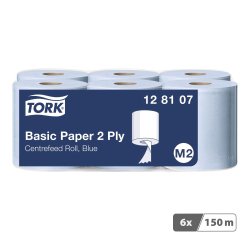 Bobine d'essuyage à dévidage central Tork M2 Wiper 320 bleue - Carton de 6