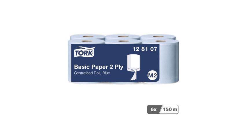 Bobine d'essuyage à dévidage central Tork M2 Wiper 320 bleue - Carton de 6