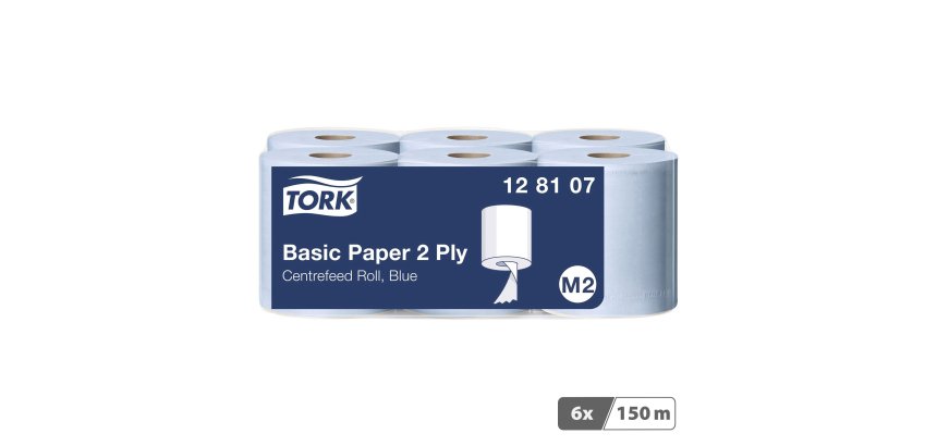 Bobine d'essuyage à dévidage central Tork M2 Wiper 320 bleue - Carton de 6