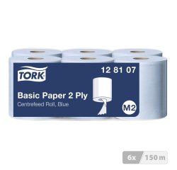 Bobine d'essuyage à dévidage central Tork M2 Wiper 320 bleue - Carton de 6