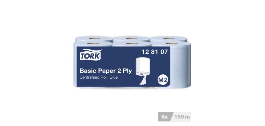 Bobine d'essuyage à dévidage central Tork M2 Wiper 320 bleue - Carton de 6