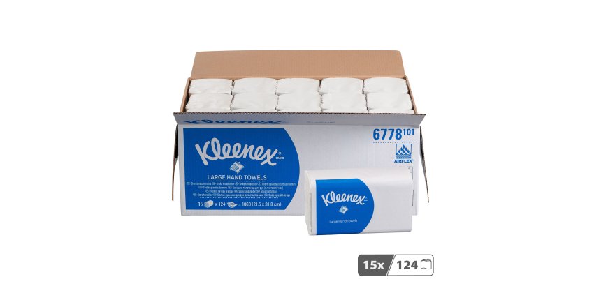 Papier essuie-mains pliage enchevêtré Kleenex Airflex Ultra 6778 - Carton de 1860
